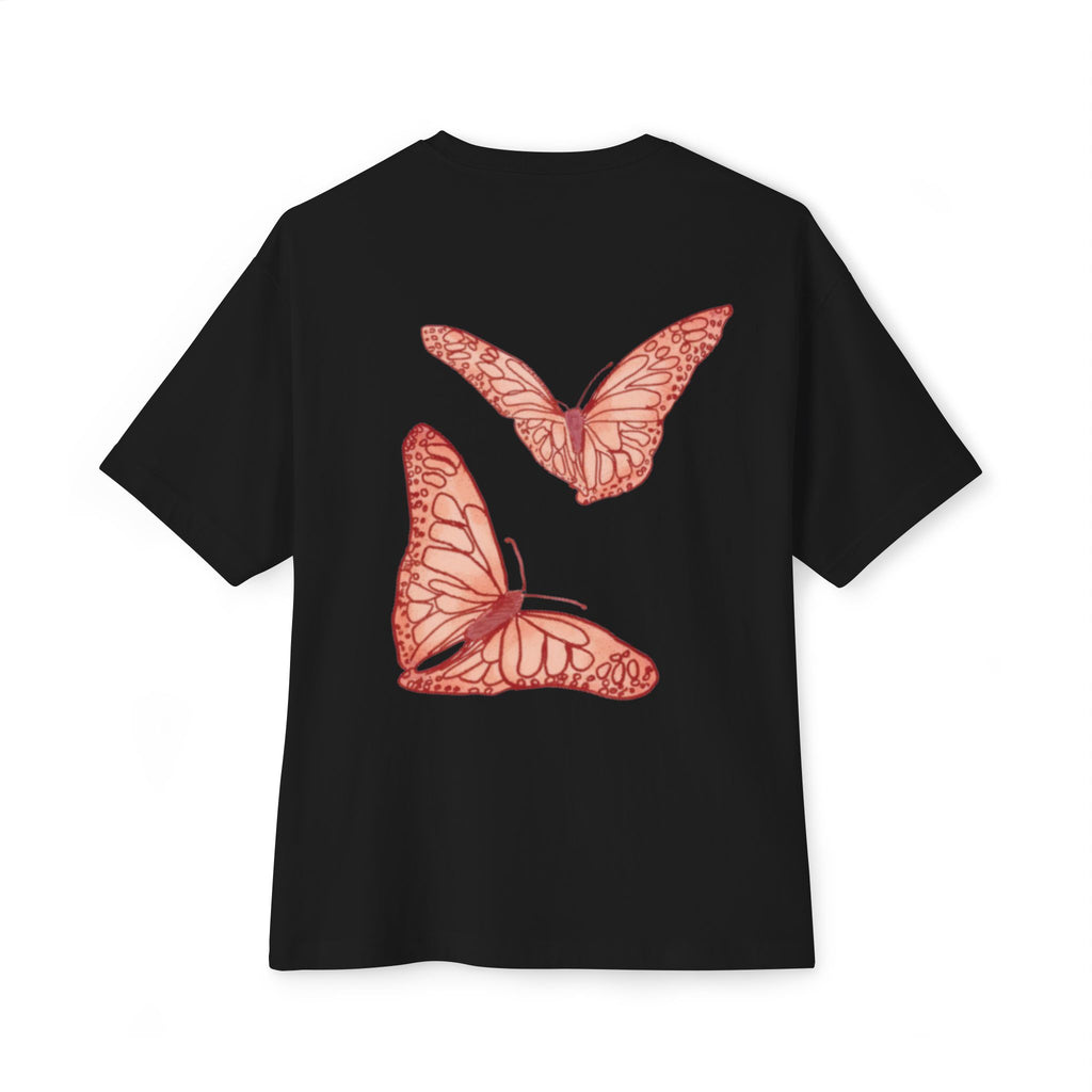 Butterfly Sketch Tee | Two Orange Butterflies Minimal Line Art