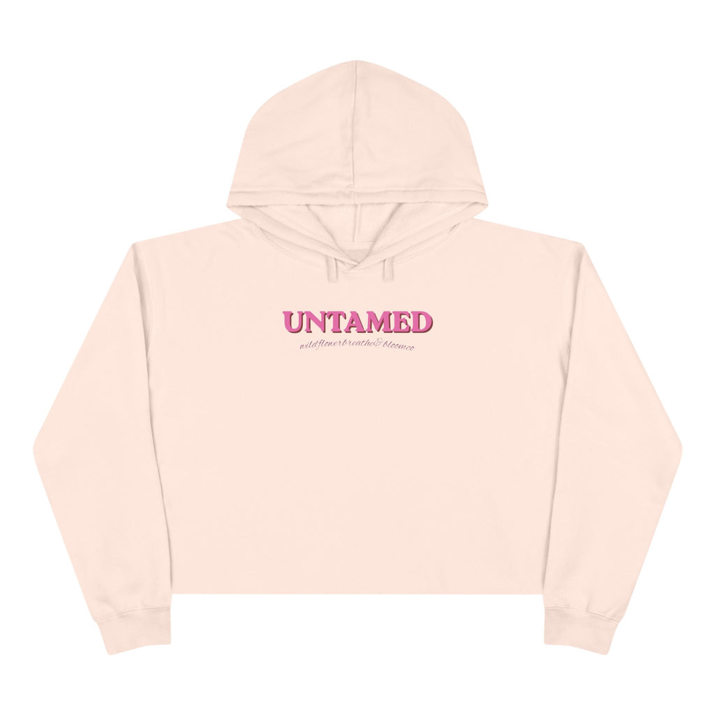 Untamed Floral Graphic Crop Hoodie | Retro Flower Squares, Pink Orange