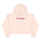 Untamed Floral Graphic Crop Hoodie | Retro Flower Squares, Pink Orange