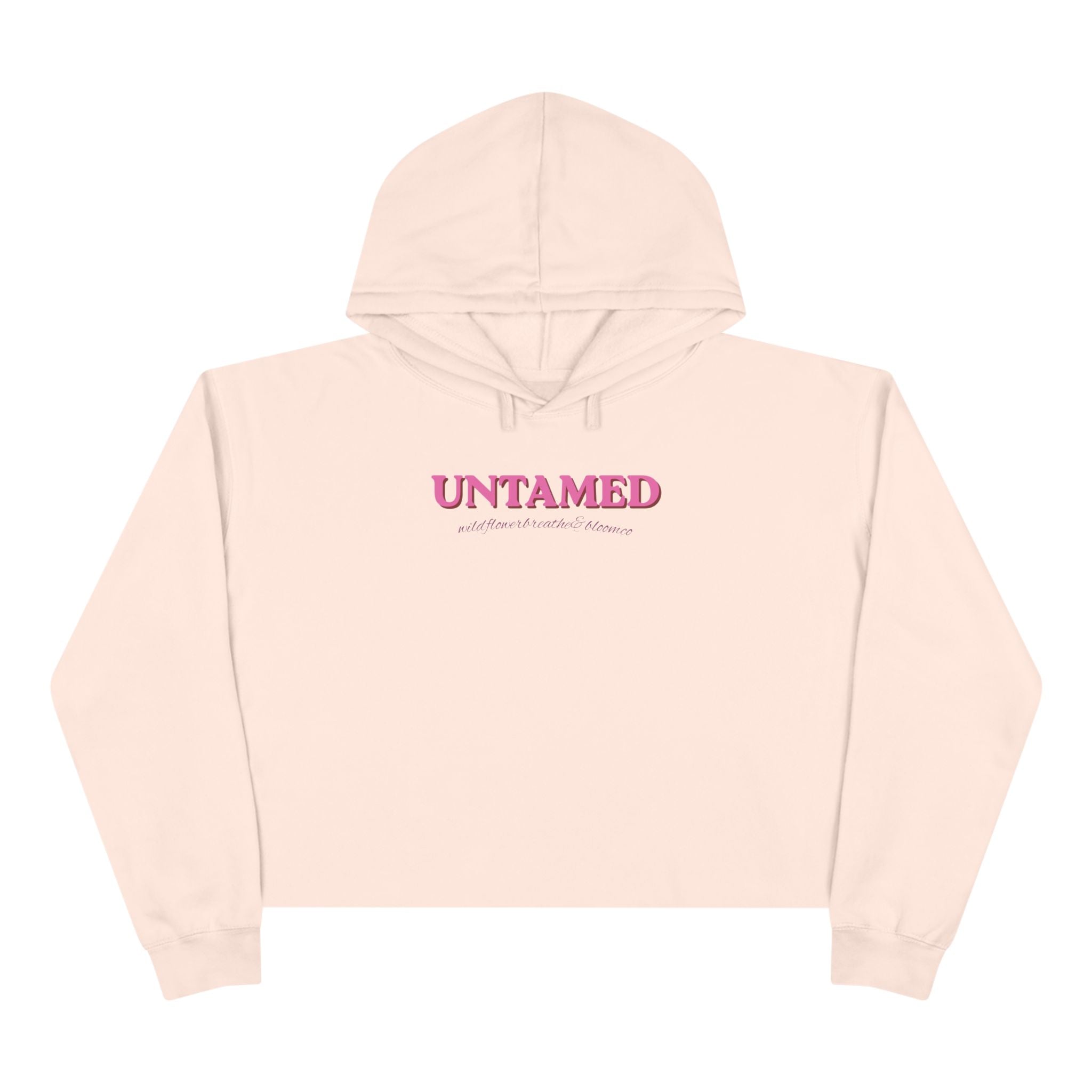 Untamed Floral Graphic Crop Hoodie | Retro Flower Squares, Pink Orange