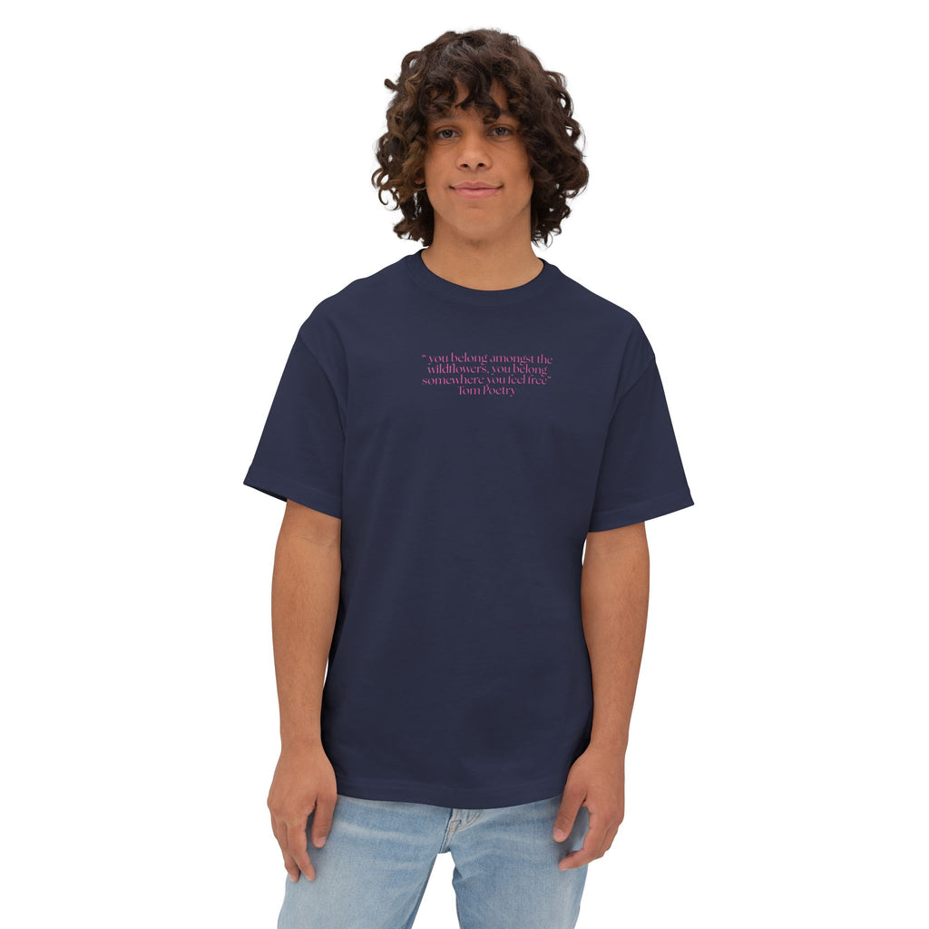 Boxy Tee — Delicate Pink Quote "You Belong Amongst the Wildflowers"