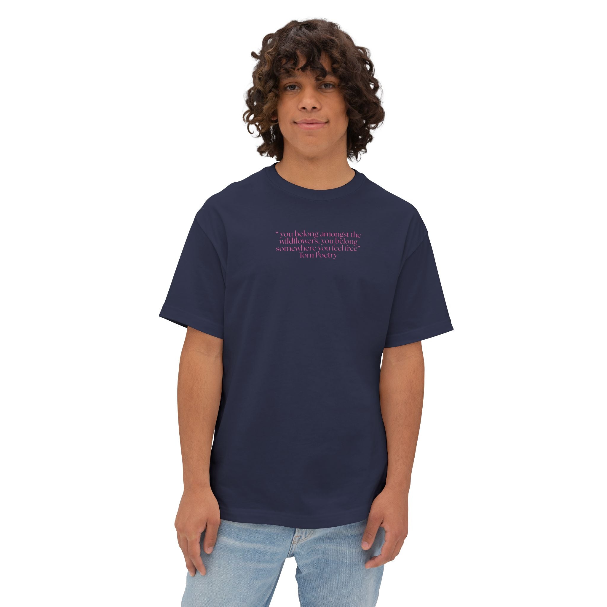 Boxy Tee — Delicate Pink Quote "You Belong Amongst the Wildflowers"