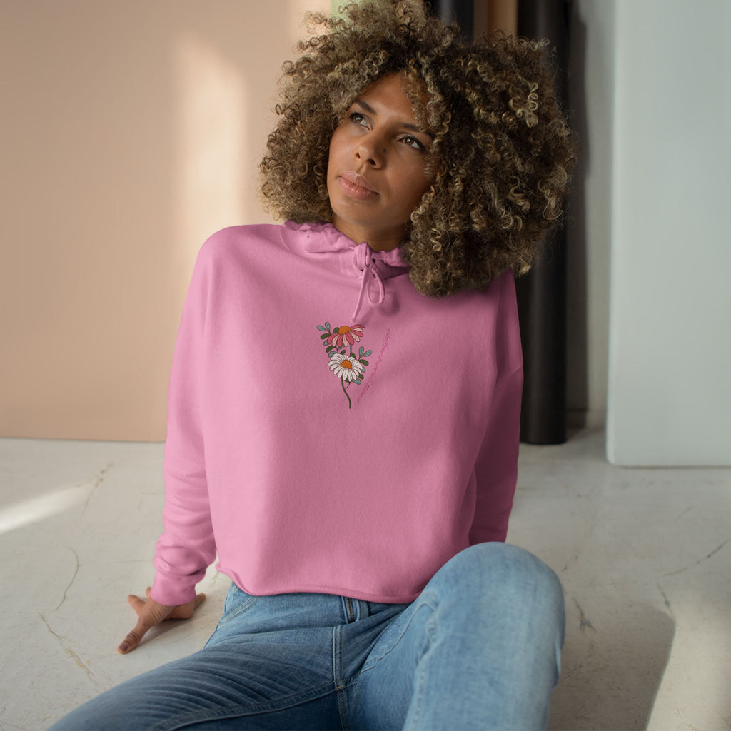 Retro Daisy Floral Crop Hoodie | 70s Flower Power Graphic