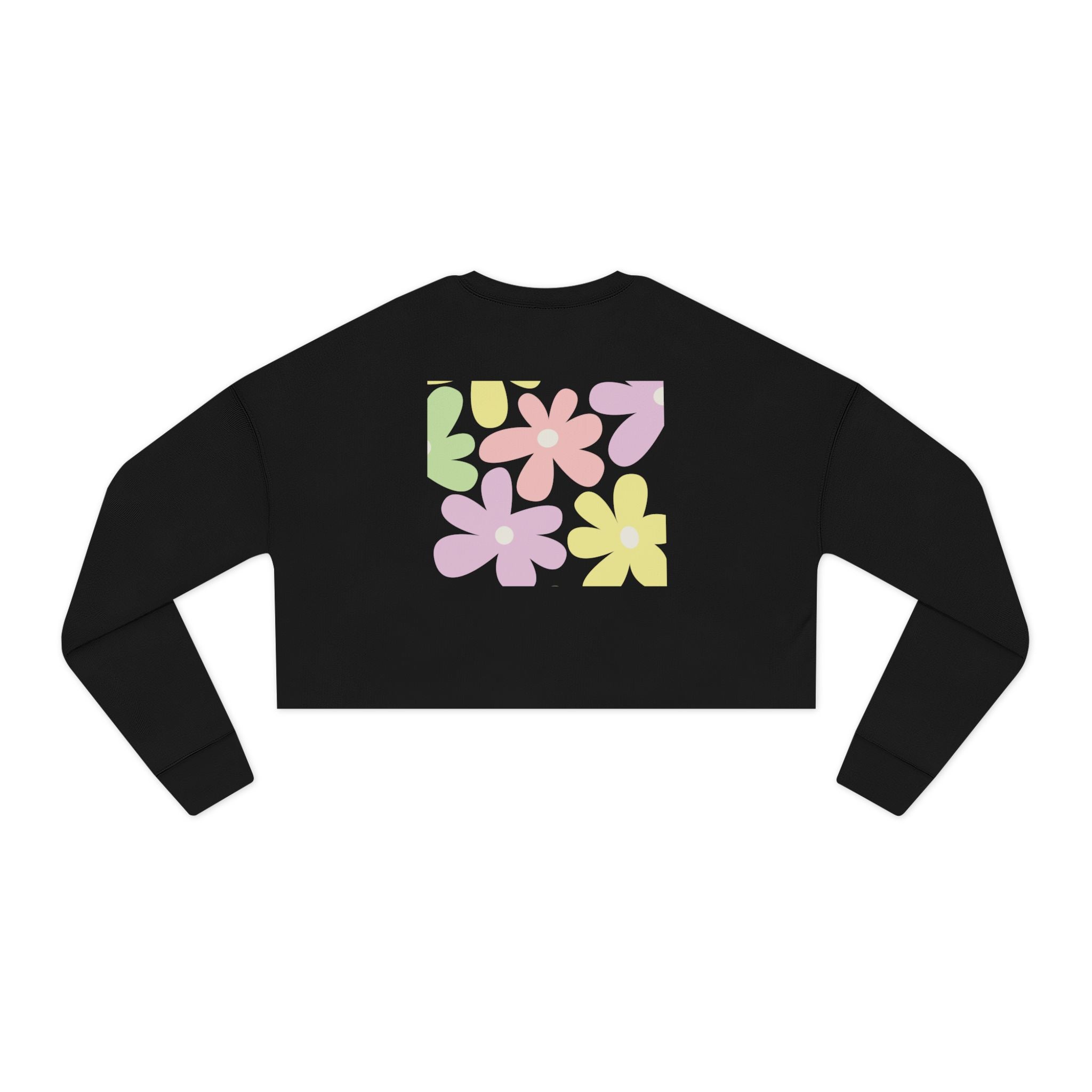 Floral Daisy Cropped Sweatshirt — Retro Pastel Flower Graphic