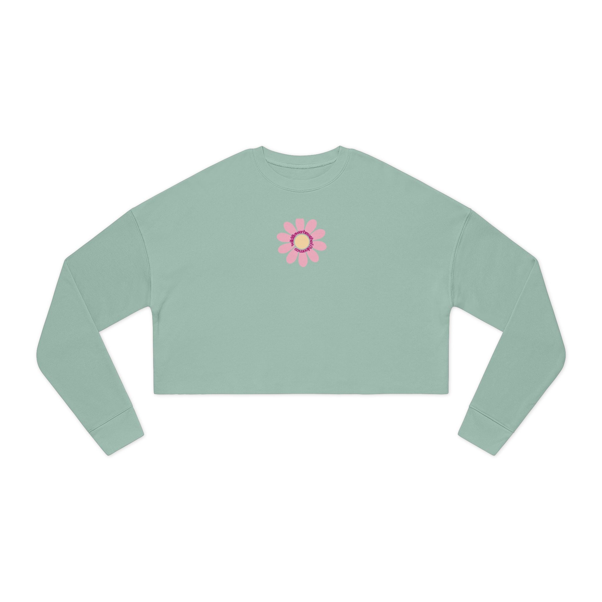 Floral Daisy Cropped Sweatshirt — Retro Pastel Flower Graphic