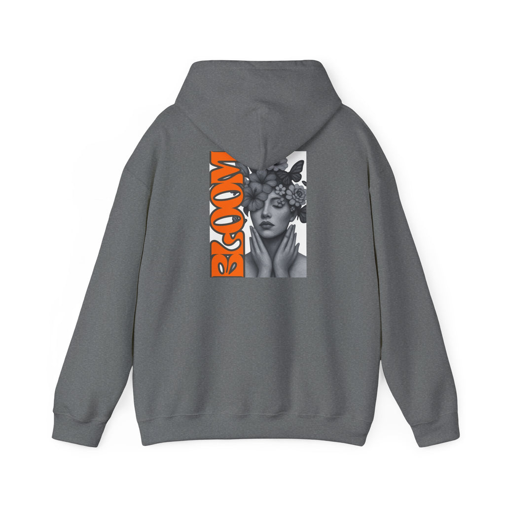 Floral Crown Portrait Hooded Sweatshirt | Retro Orange Bloom Graphic