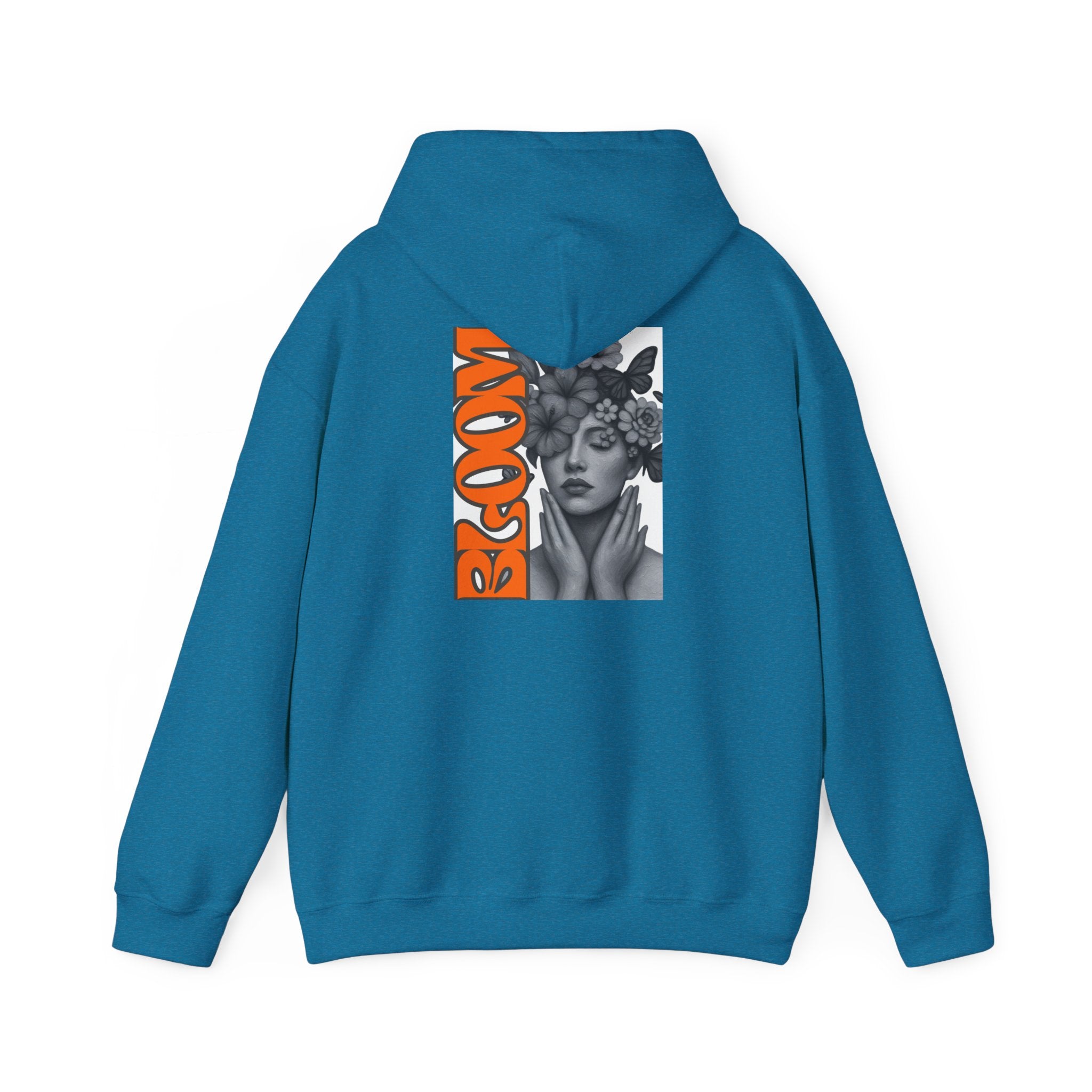 Floral Crown Portrait Hooded Sweatshirt | Retro Orange Bloom Graphic