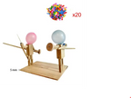 Handmade Balloon Heads Wooden Fighter Puppets