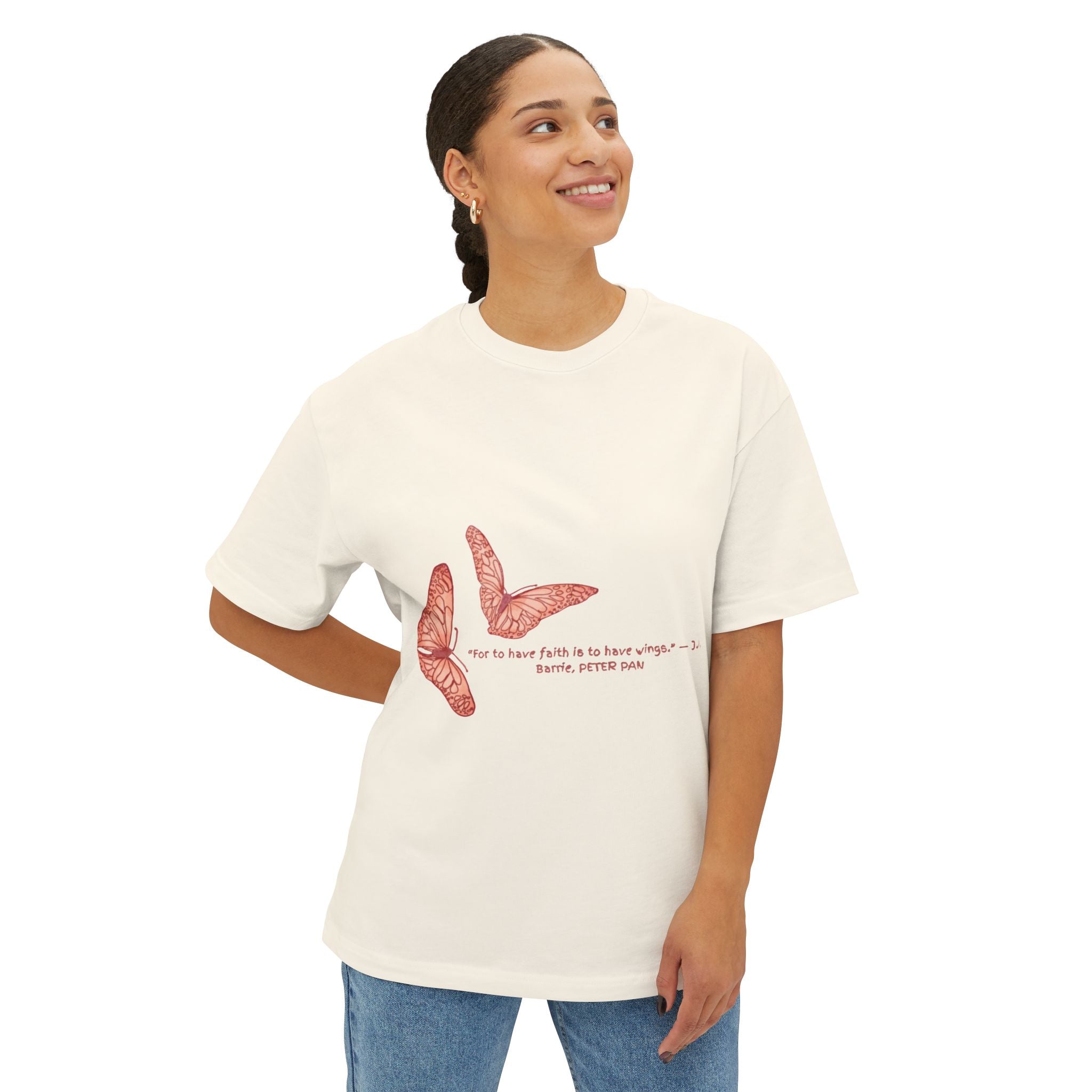 Butterfly Sketch Tee | Two Orange Butterflies Minimal Line Art
