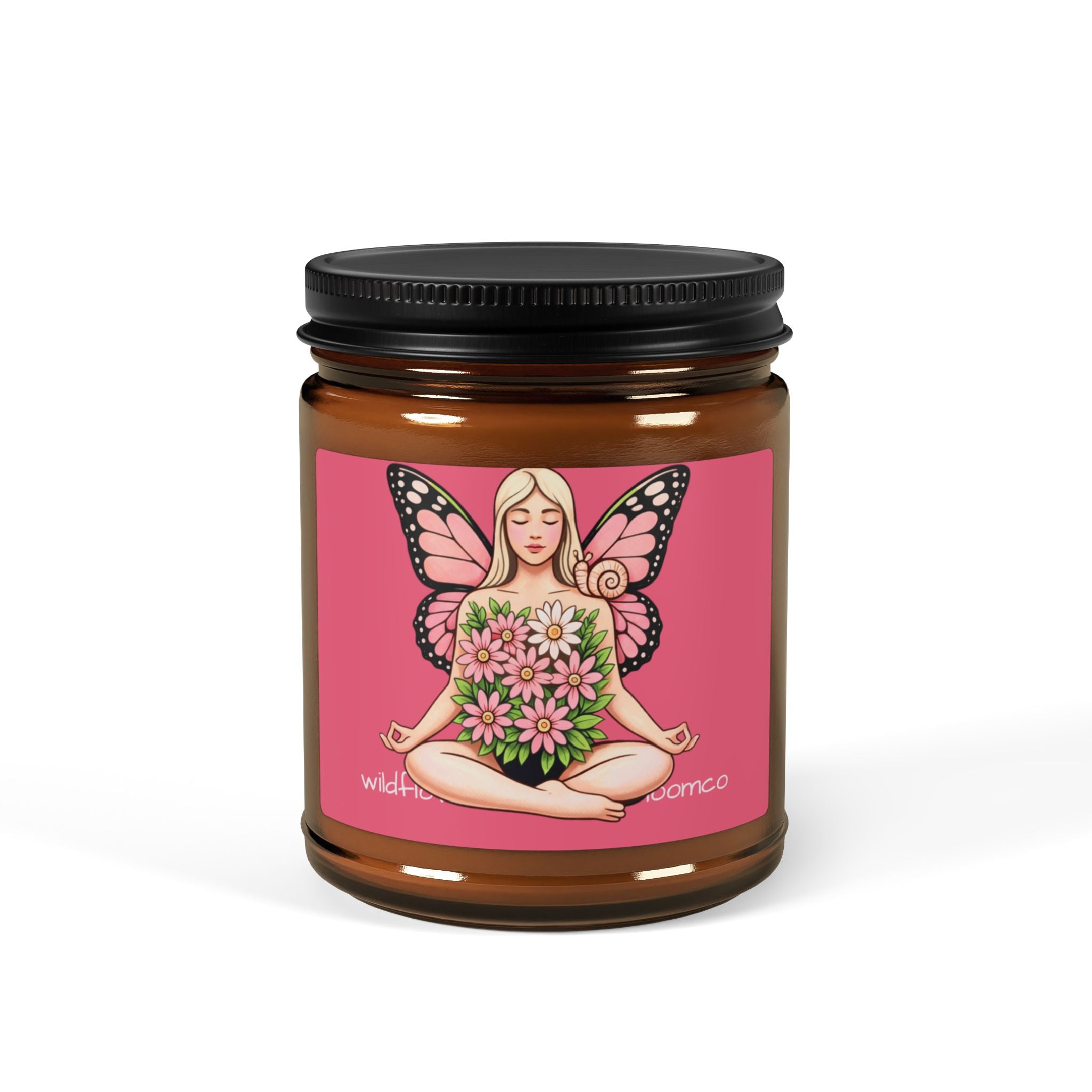 Floral Butterfly Goddess Candle Amber Jar | Soy Candle