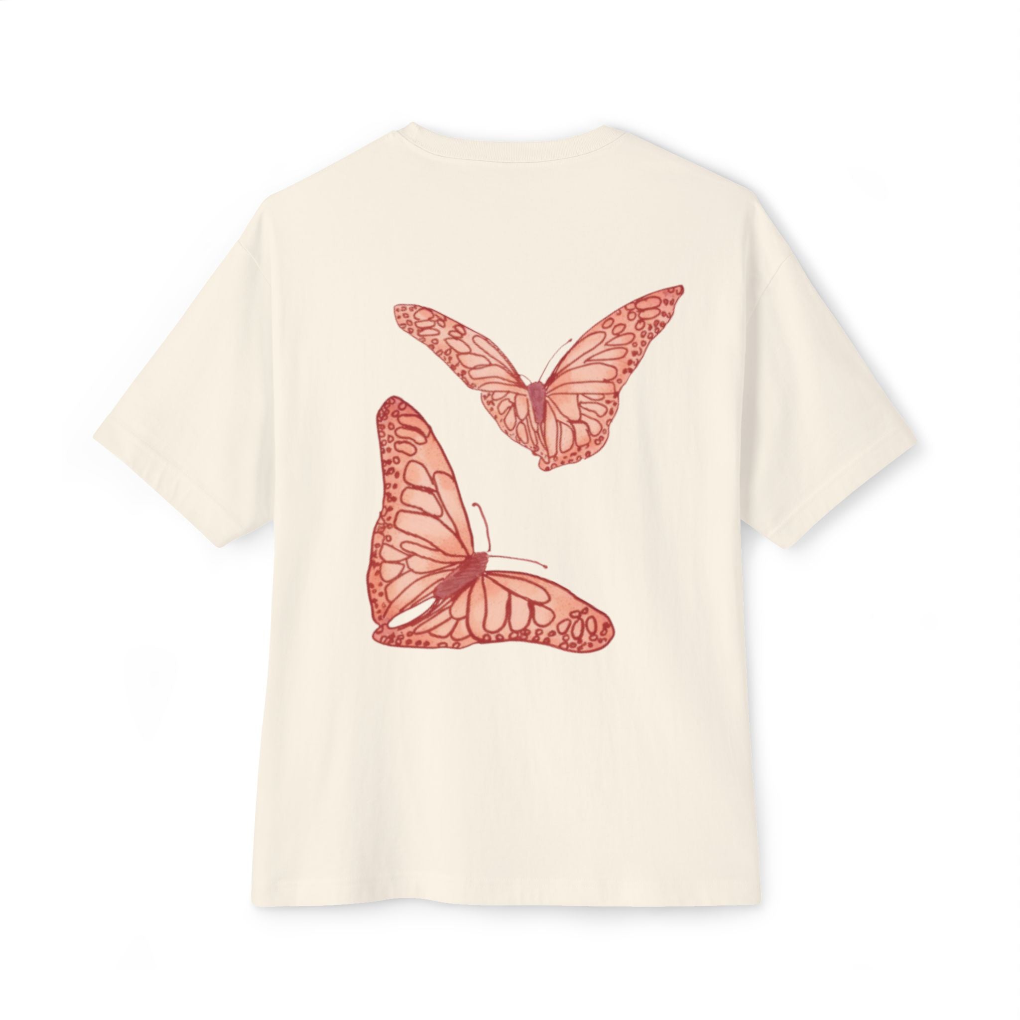 Butterfly Sketch Tee | Two Orange Butterflies Minimal Line Art