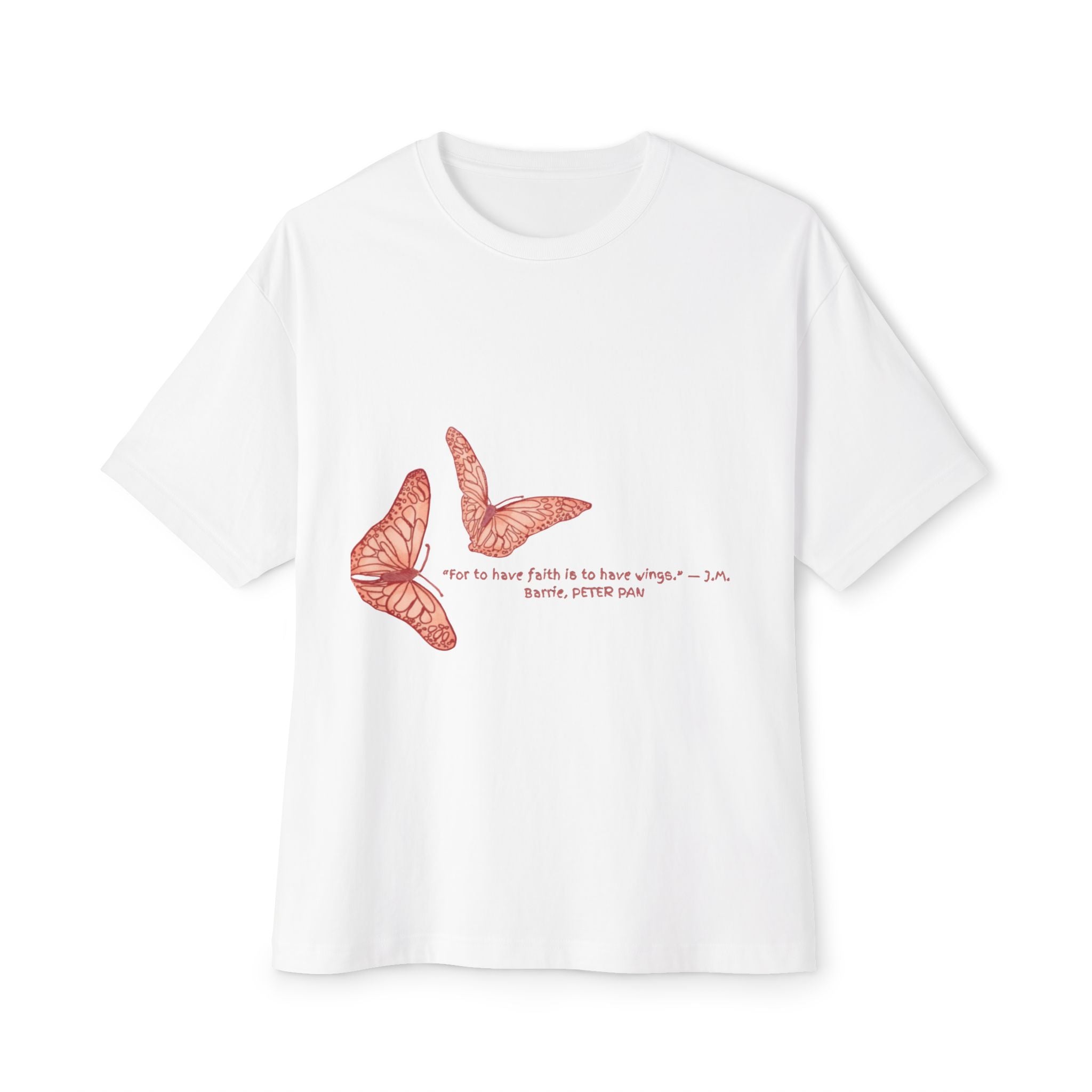Butterfly Sketch Tee | Two Orange Butterflies Minimal Line Art