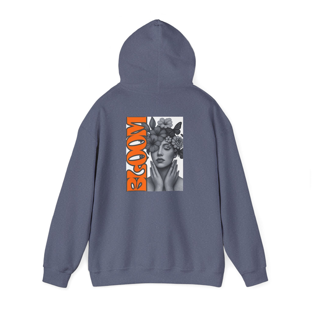 Floral Crown Portrait Hooded Sweatshirt | Retro Orange Bloom Graphic