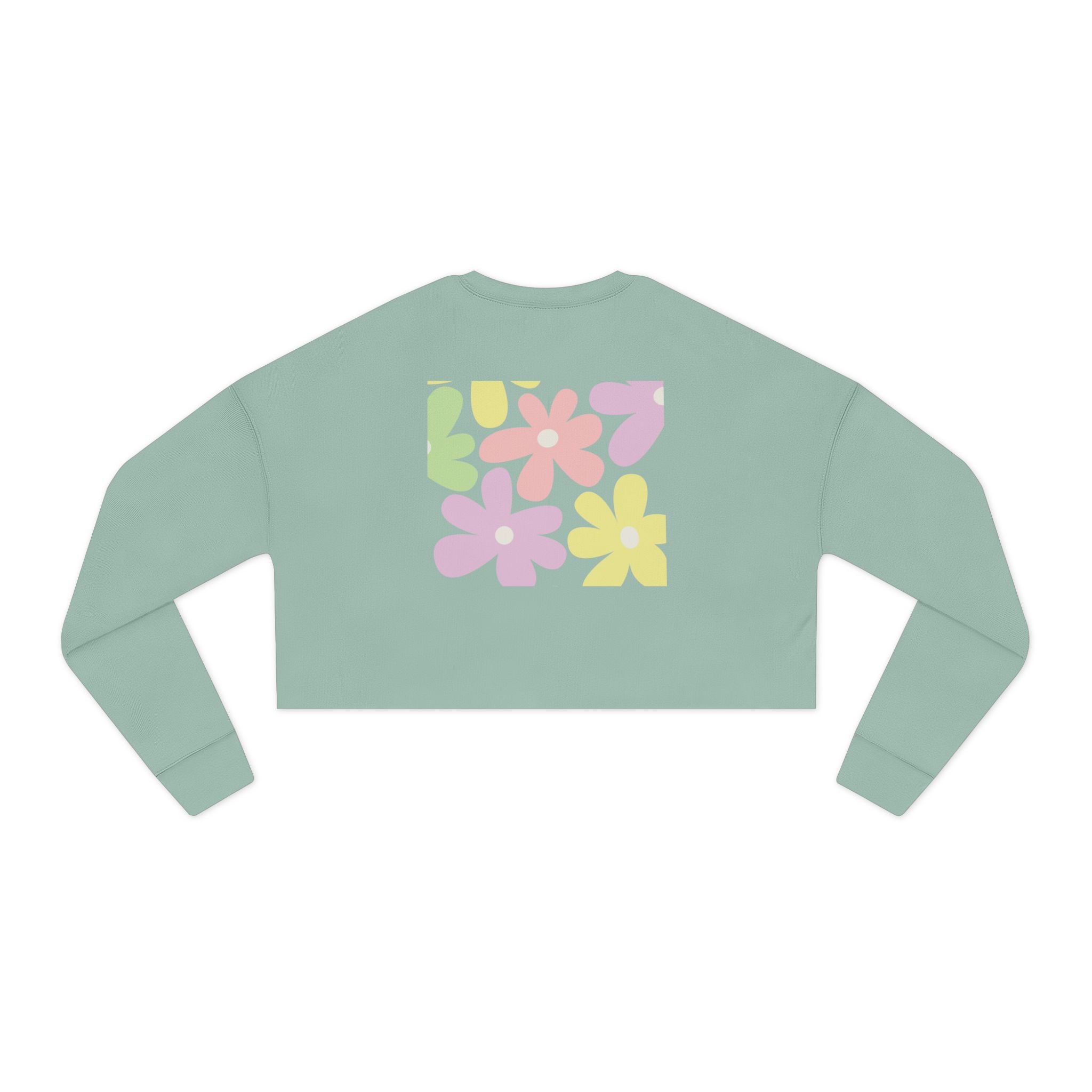 Floral Daisy Cropped Sweatshirt — Retro Pastel Flower Graphic