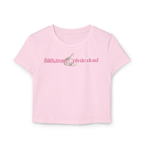 Butterfly Girl Women's Baby Tee — Pink Butterfly Wings Graphic Crop Top