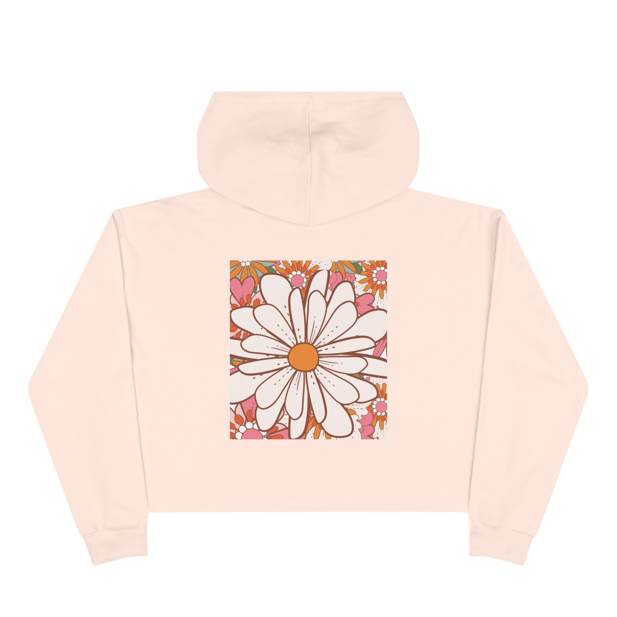 Retro Daisy Floral Crop Hoodie | 70s Flower Power Graphic