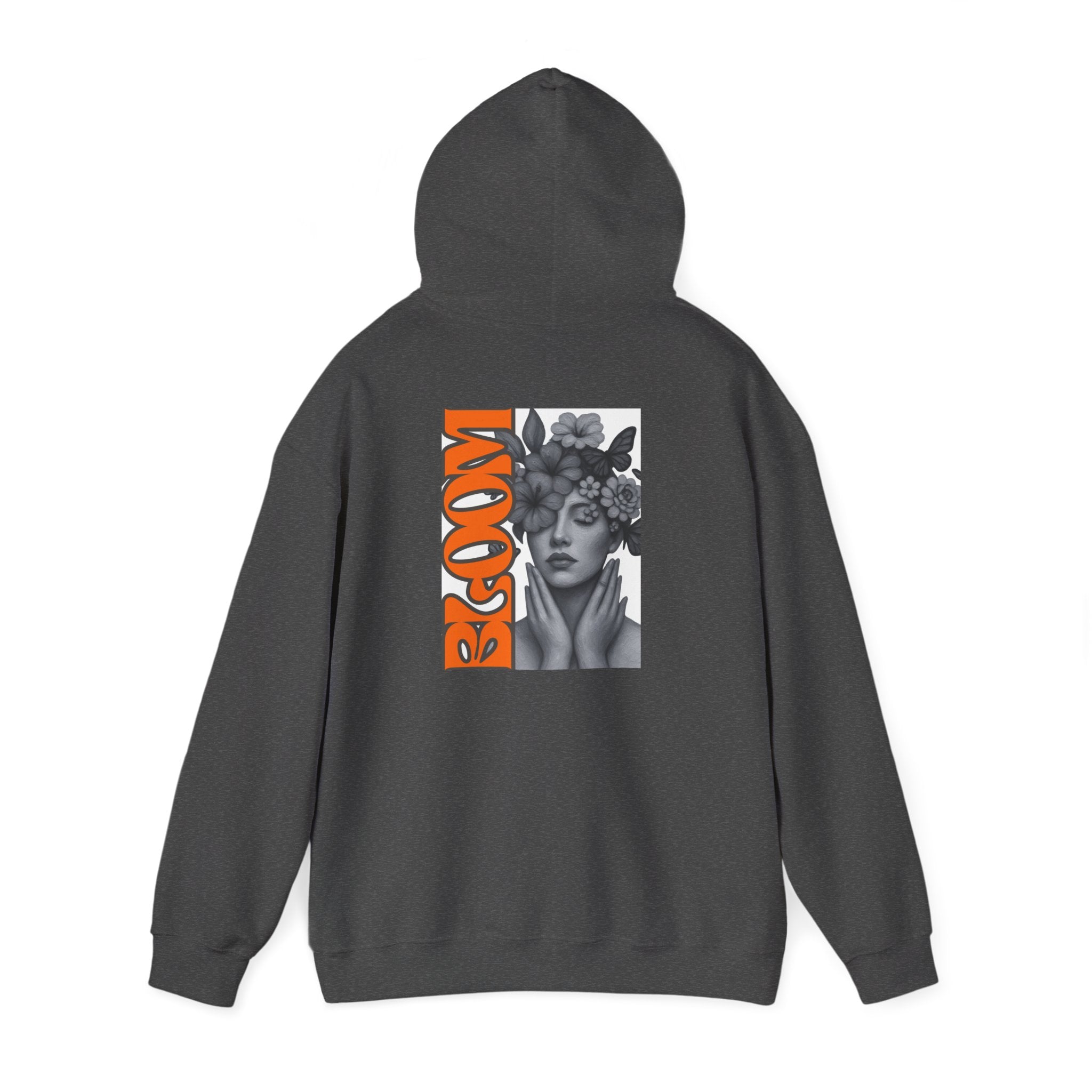Floral Crown Portrait Hooded Sweatshirt | Retro Orange Bloom Graphic
