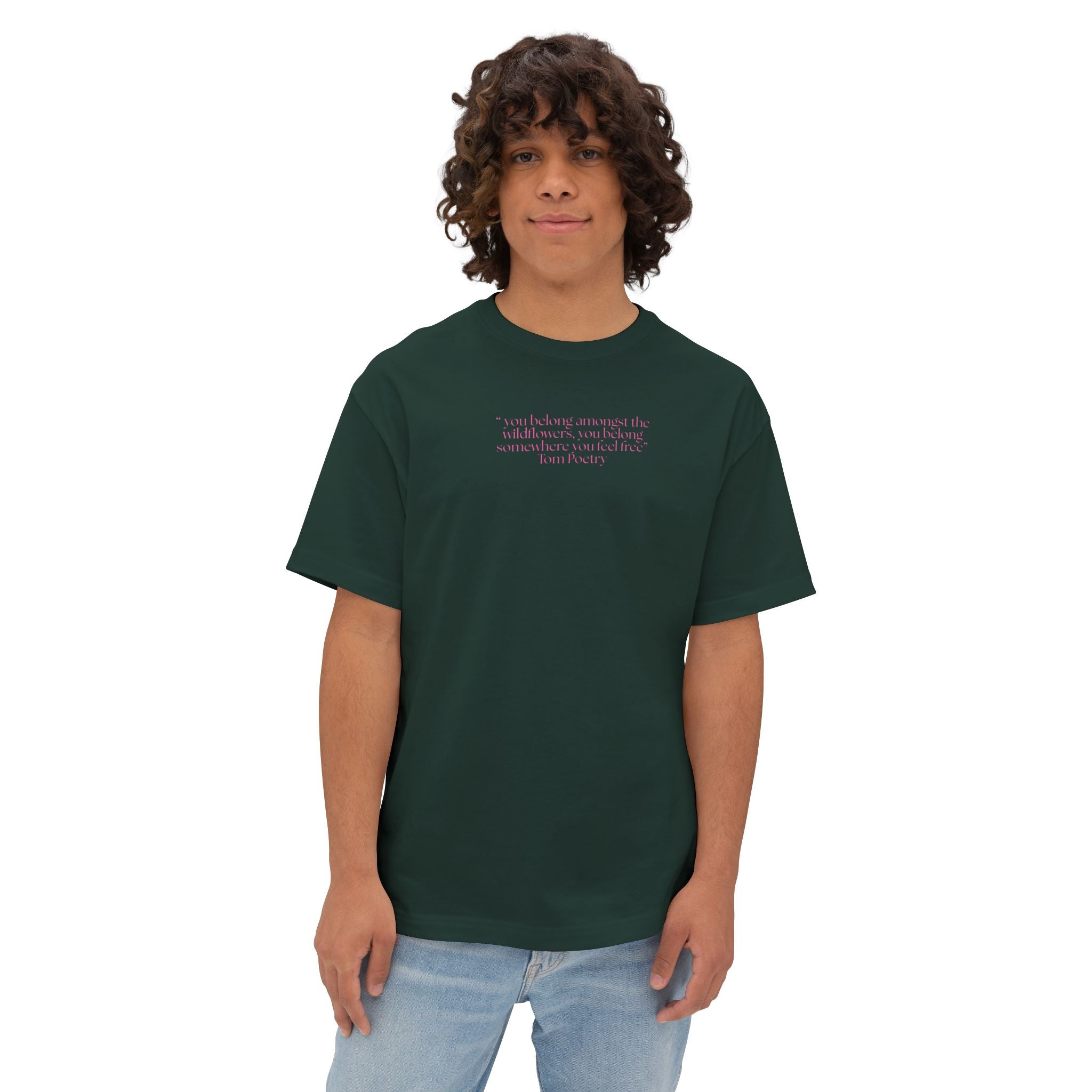 Boxy Tee — Delicate Pink Quote "You Belong Amongst the Wildflowers"