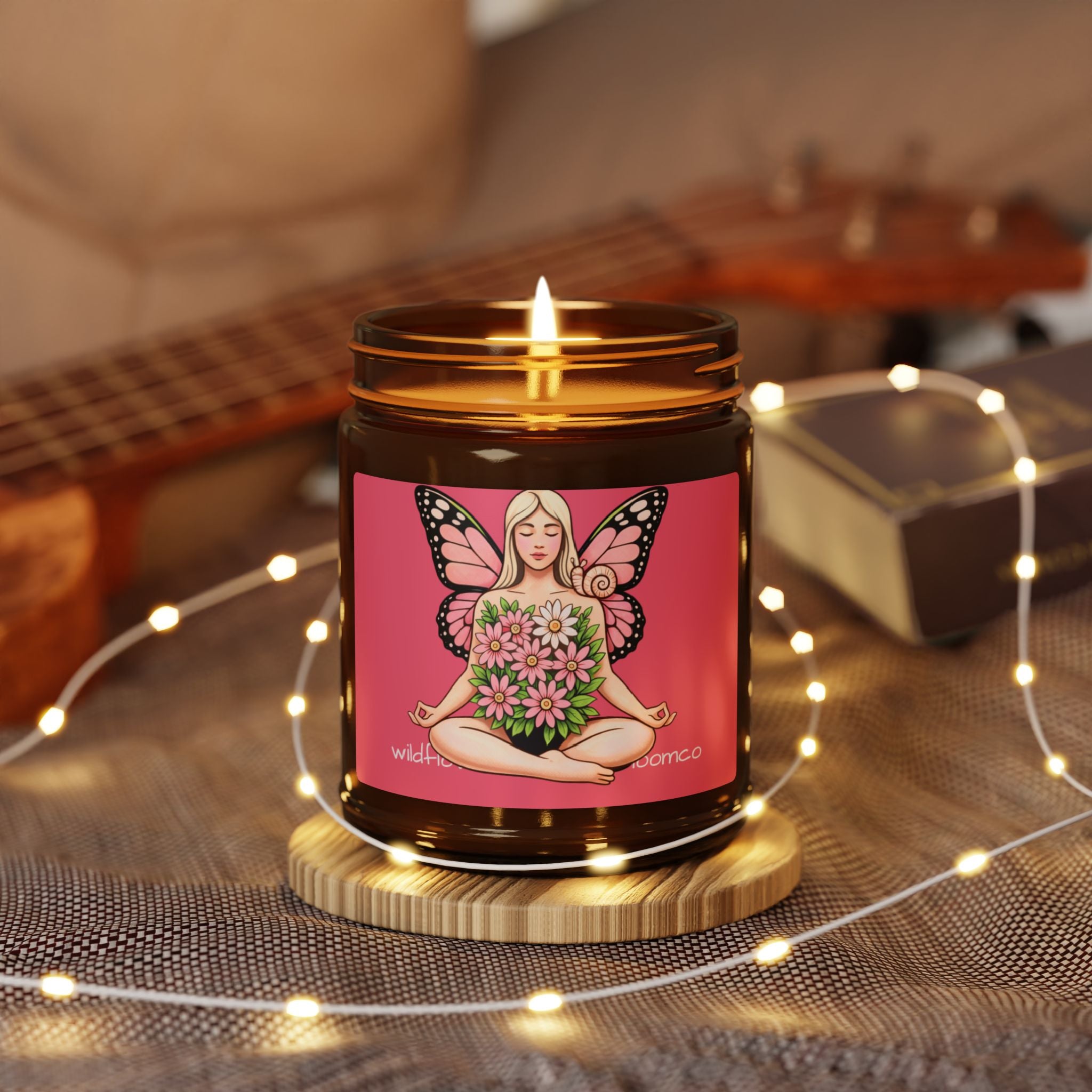 Floral Butterfly Goddess Candle Amber Jar | Soy Candle