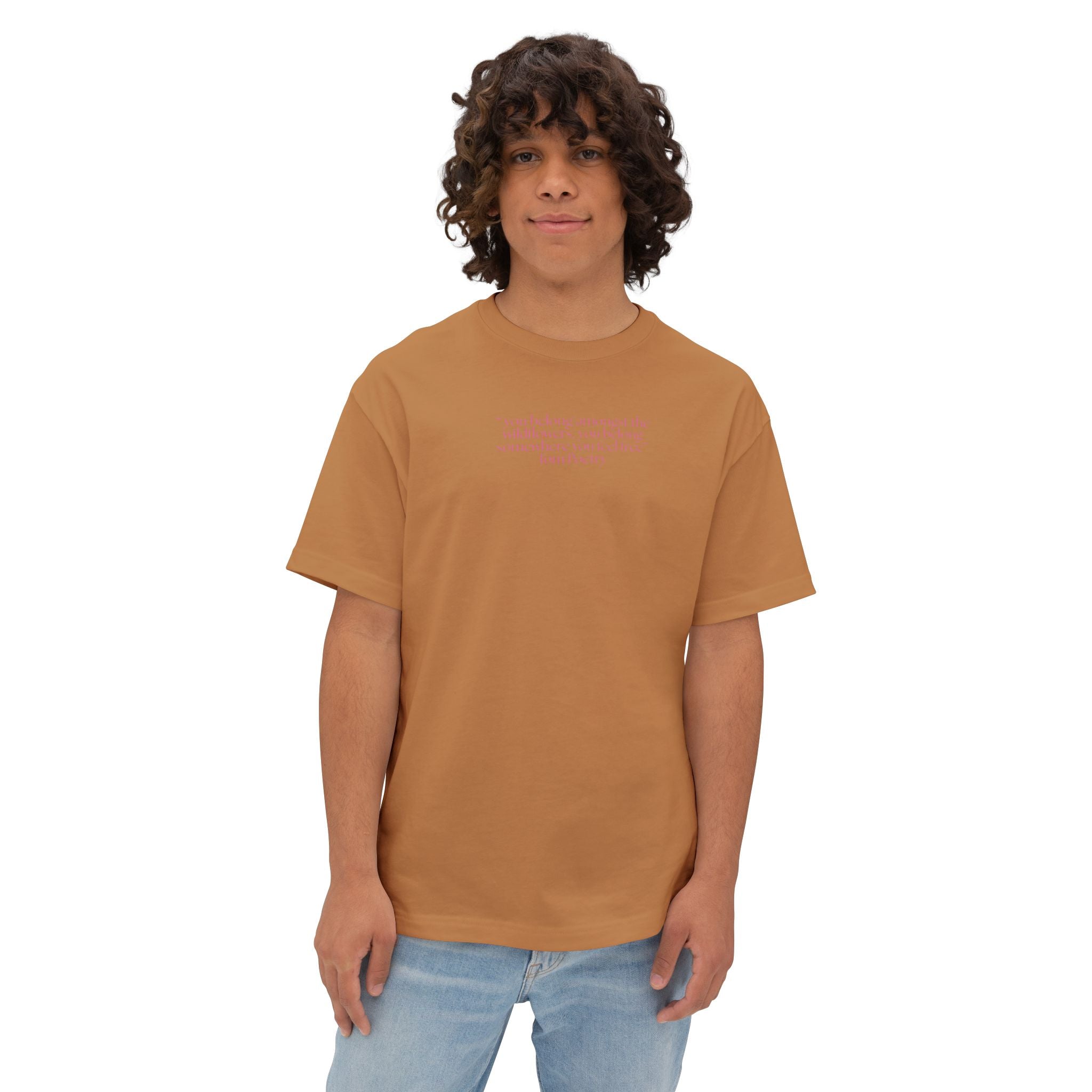 Boxy Tee — Delicate Pink Quote "You Belong Amongst the Wildflowers"