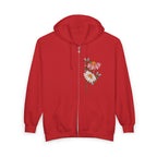 Retro Daisy Floral Print Zip Hoodie | Vintage Flower Pocket & Back Design