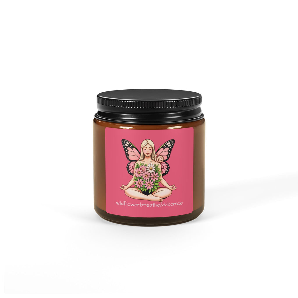 Floral Butterfly Goddess Candle Amber Jar | Soy Candle