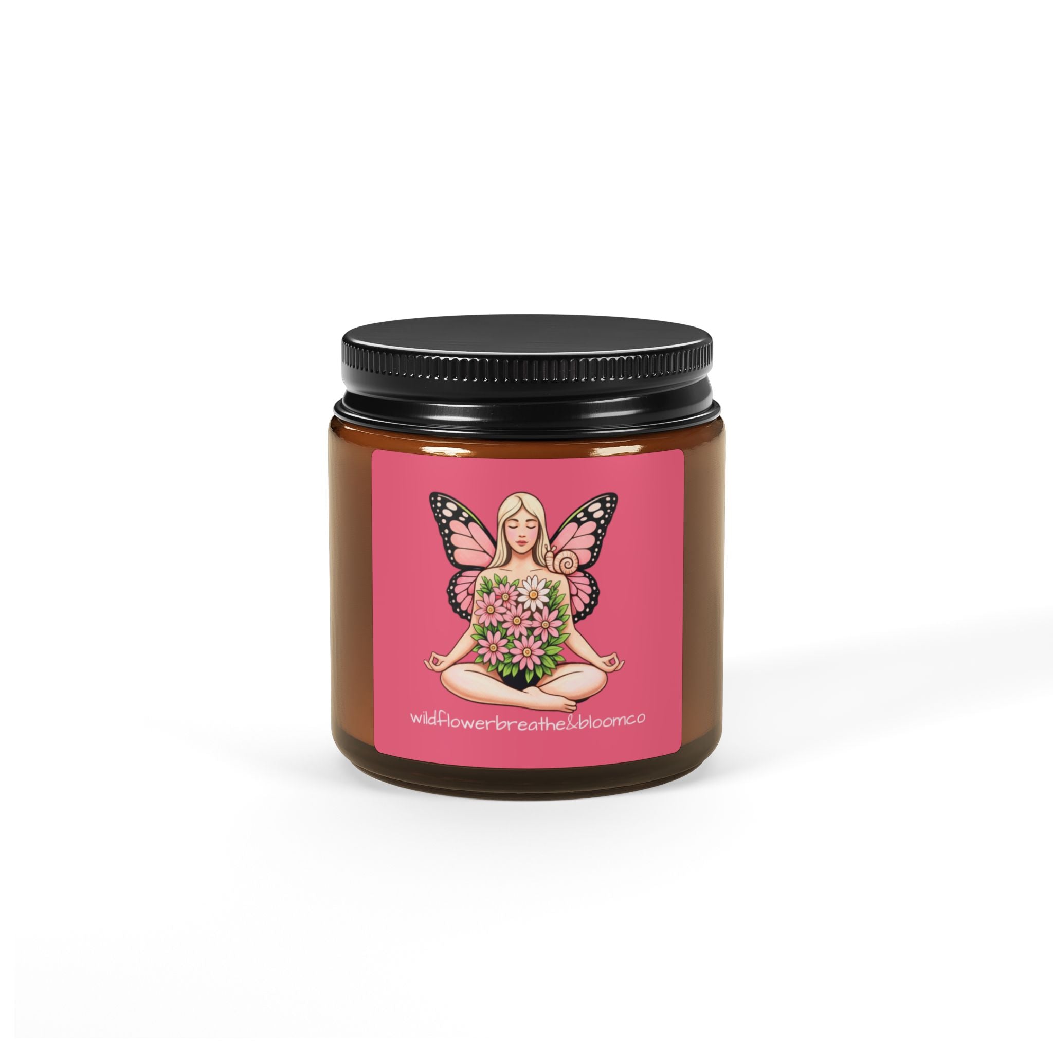 Floral Butterfly Goddess Candle Amber Jar | Soy Candle