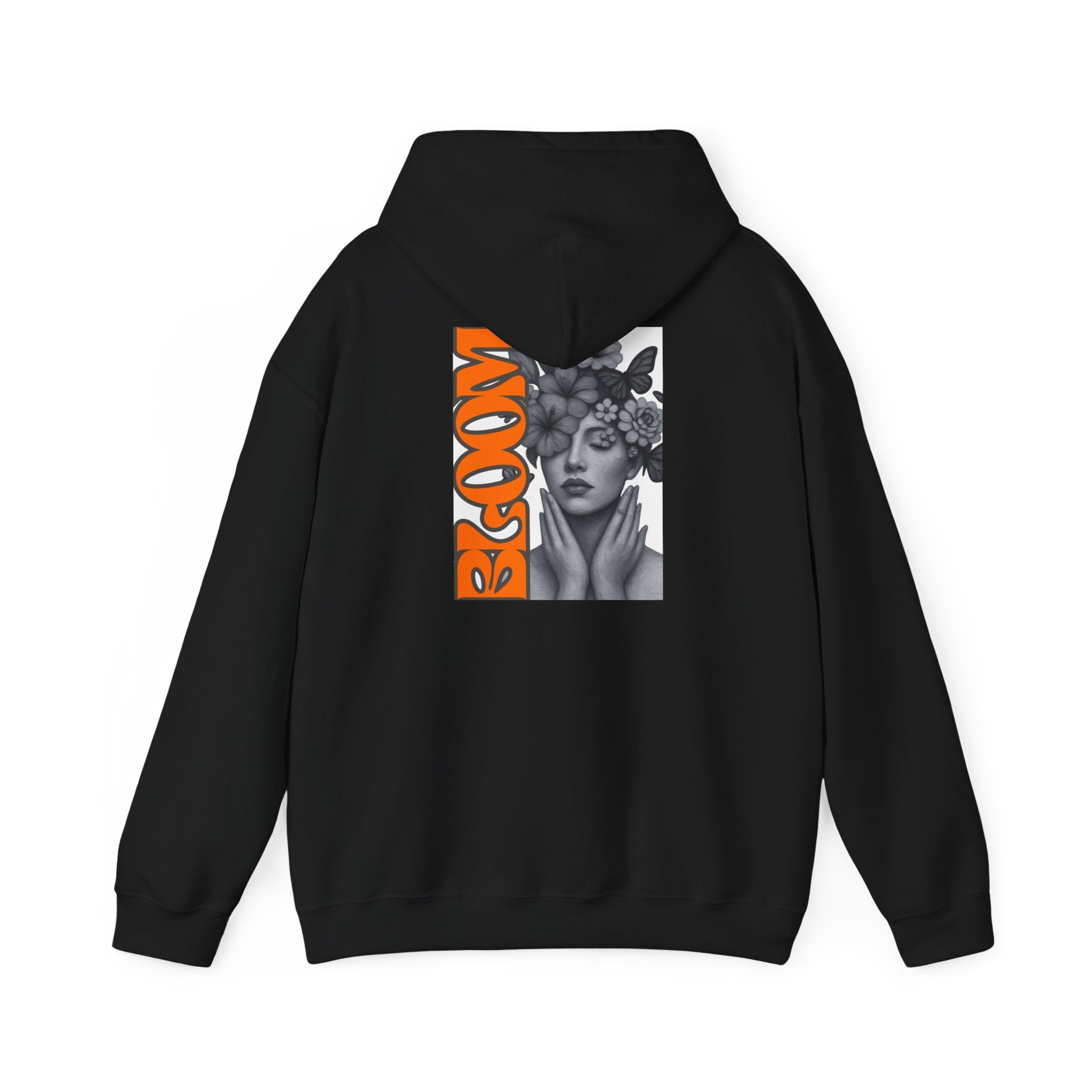 Floral Crown Portrait Hooded Sweatshirt | Retro Orange Bloom Graphic