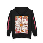 Retro Daisy Floral Print Zip Hoodie | Vintage Flower Pocket & Back Design