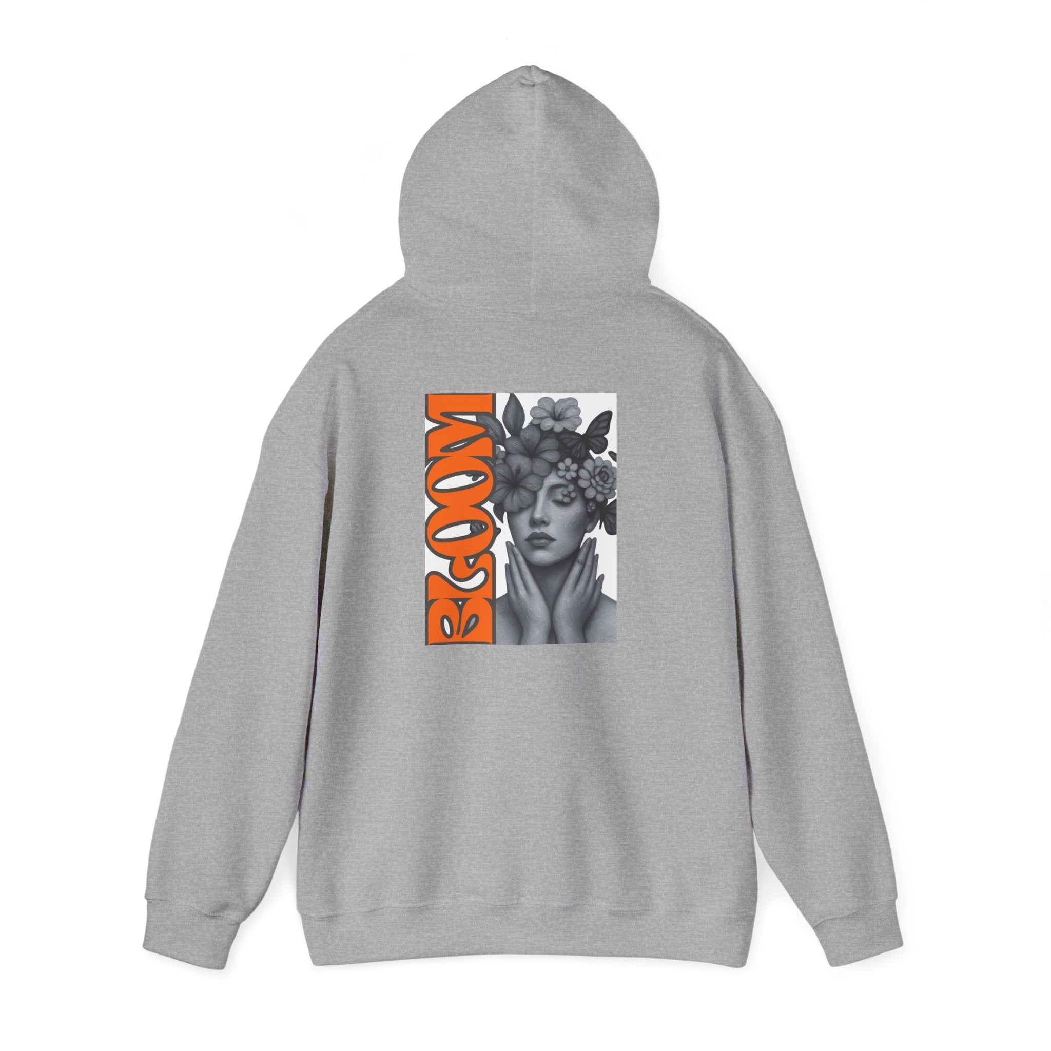 Floral Crown Portrait Hooded Sweatshirt | Retro Orange Bloom Graphic