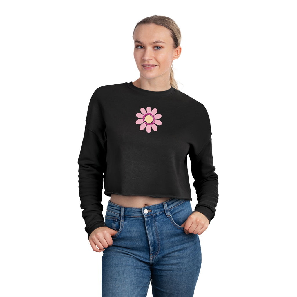 Floral Daisy Cropped Sweatshirt — Retro Pastel Flower Graphic