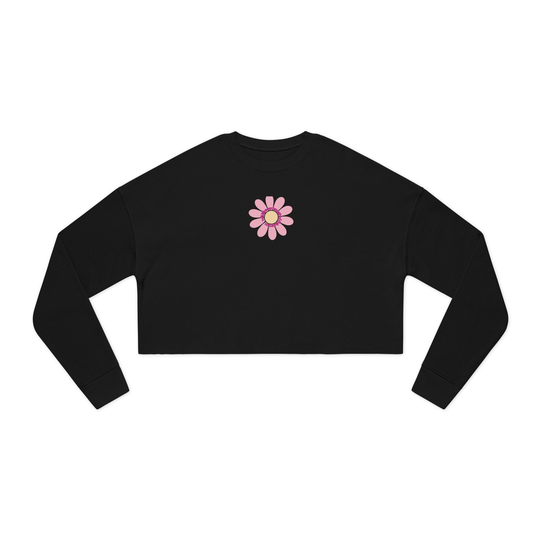 Floral Daisy Cropped Sweatshirt — Retro Pastel Flower Graphic
