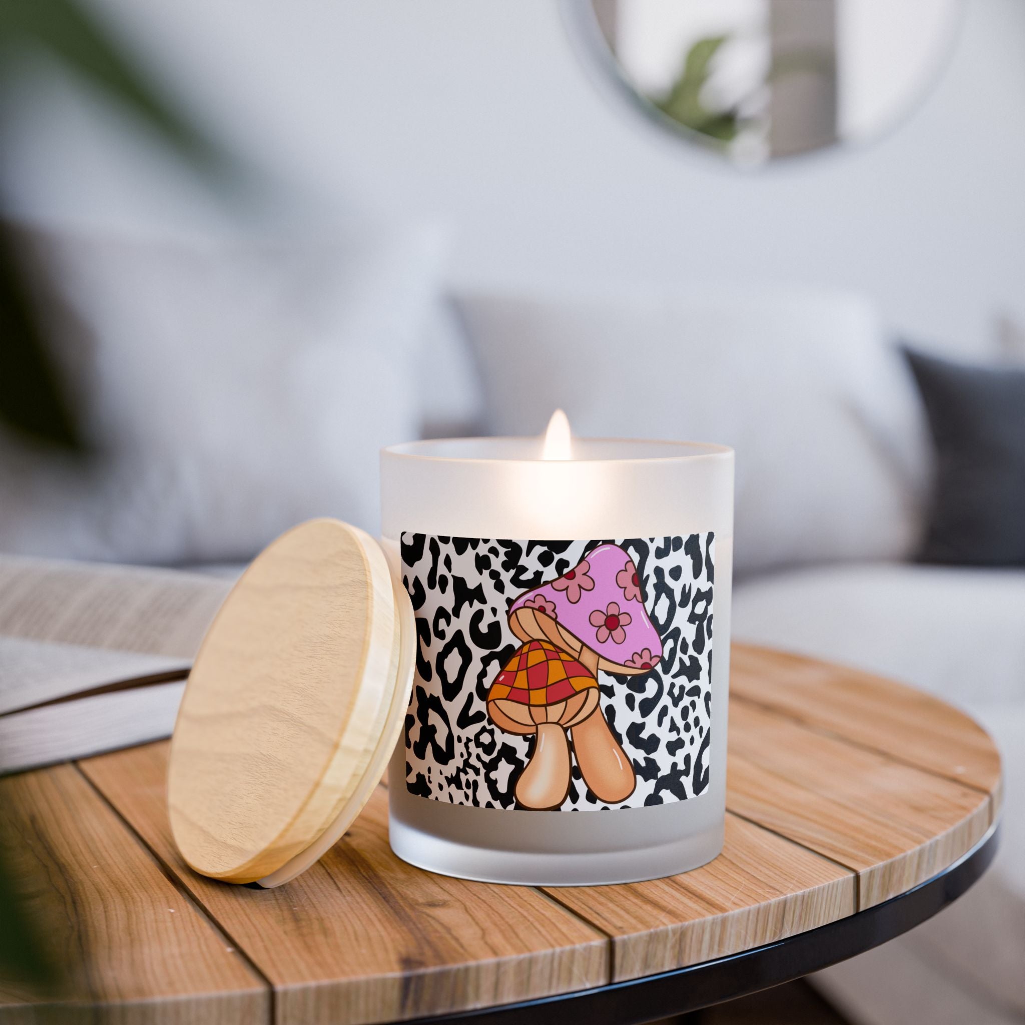 Colourful Retro Mushrooms Animal Pattern Background | Frosted Glass 11oz