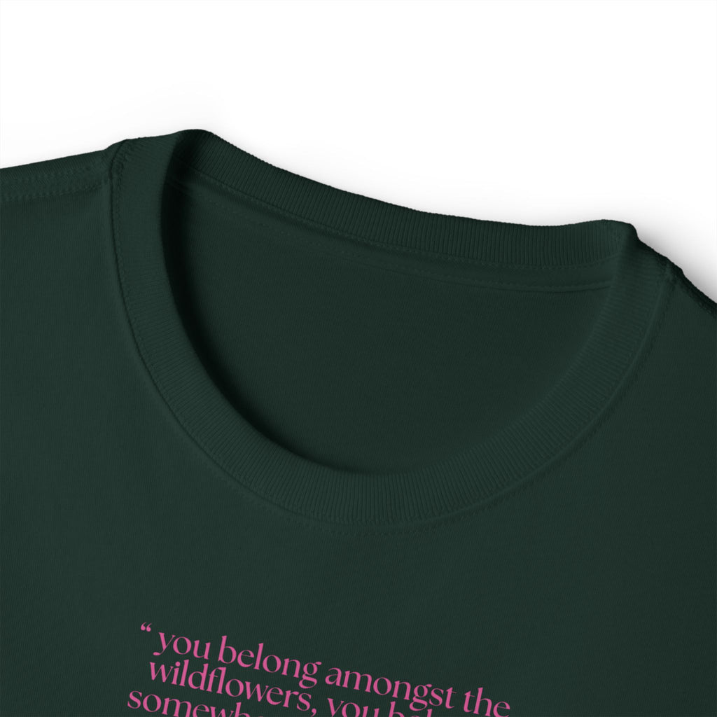 Boxy Tee — Delicate Pink Quote "You Belong Amongst the Wildflowers"