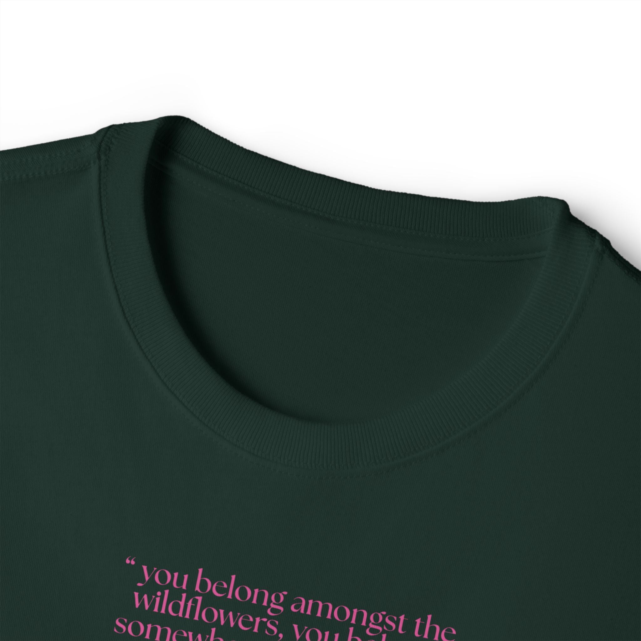 Boxy Tee — Delicate Pink Quote "You Belong Amongst the Wildflowers"