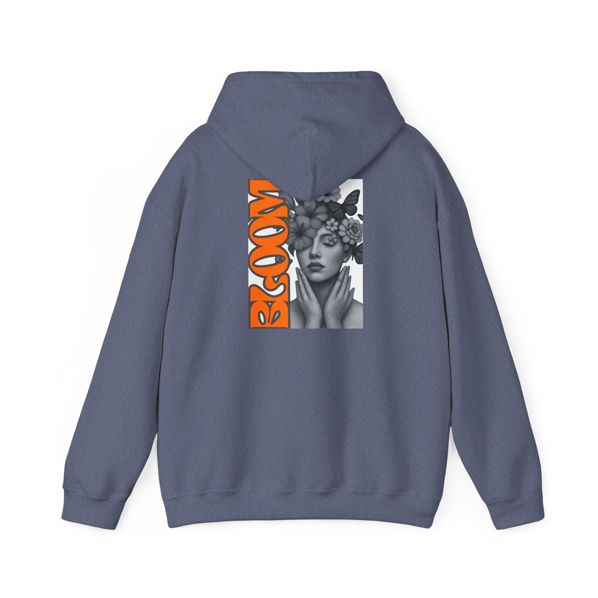Floral Crown Portrait Hooded Sweatshirt | Retro Orange Bloom Graphic