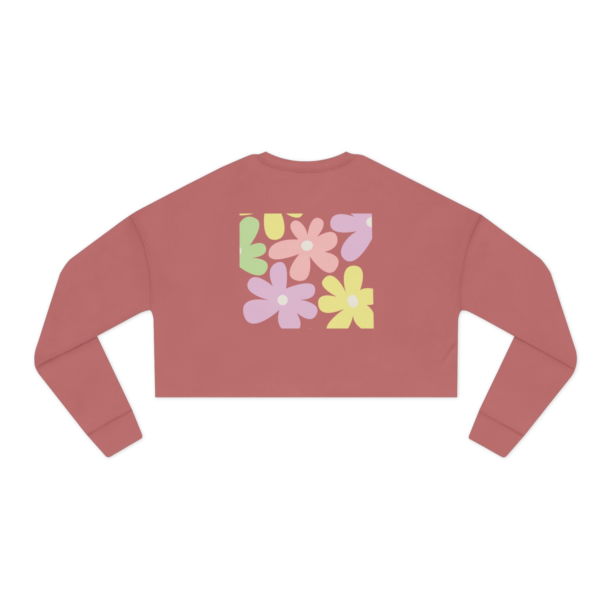 Floral Daisy Cropped Sweatshirt — Retro Pastel Flower Graphic